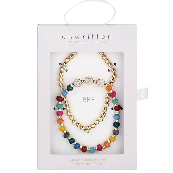 Unwritten Jewelry - Unwritten Multi Color Quartz Bff Stone and Beaded Stretch Bracelet Set